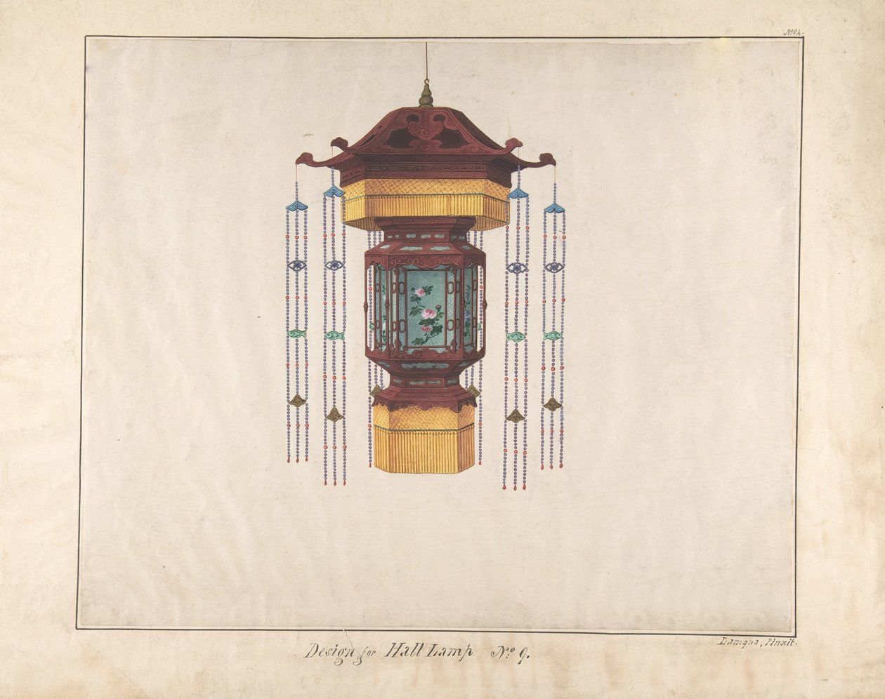 Design til Hall Lampe No.9, ca. 1845. af Lamqua
