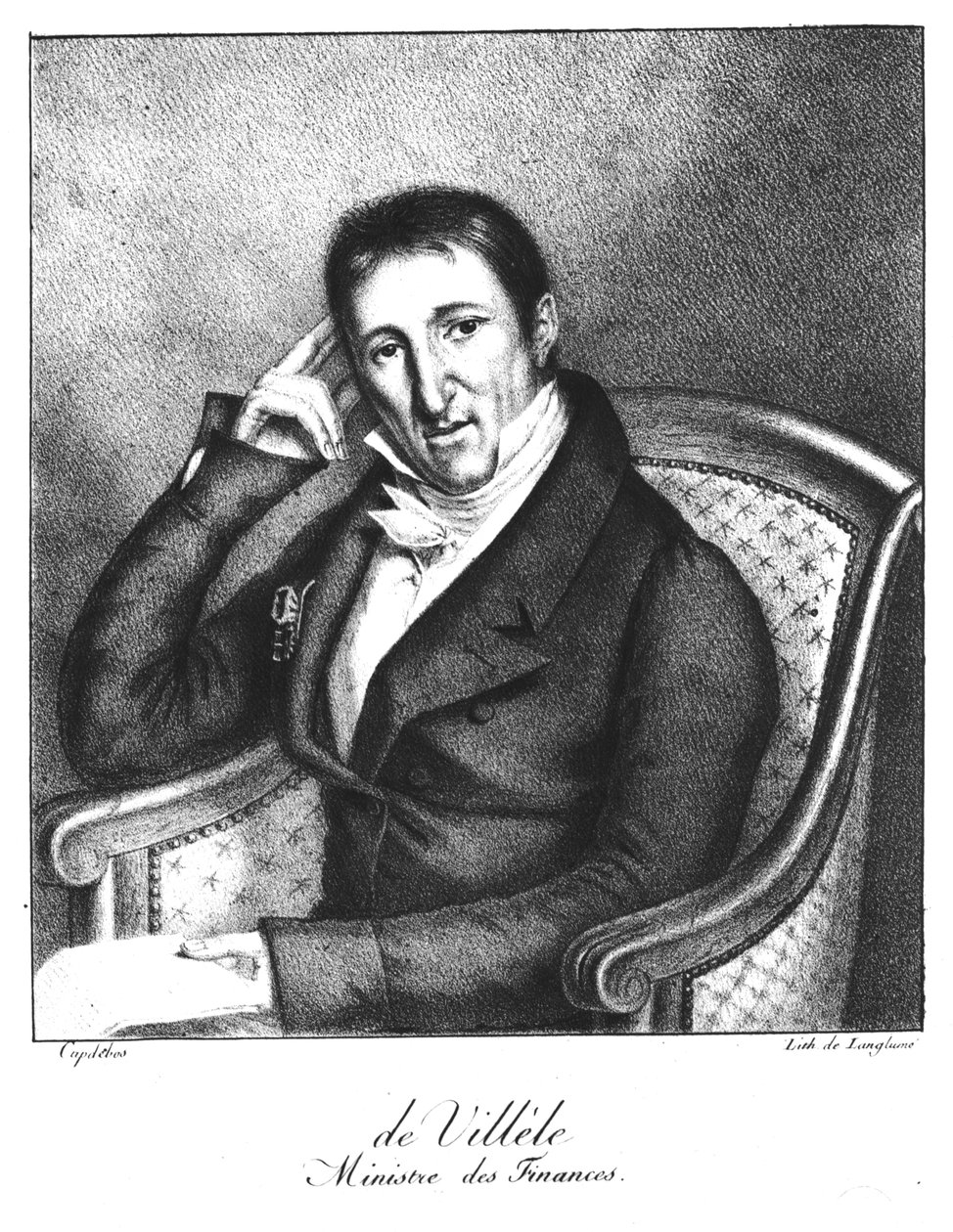 Portræt af Jean Baptiste greve af Villele (1773-1854) af Langlume
