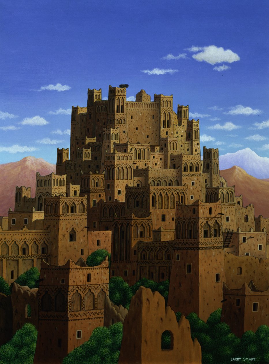 Beyond the Valley of the Kasbahs, 1993 (akryl på linned) af Larry Smart
