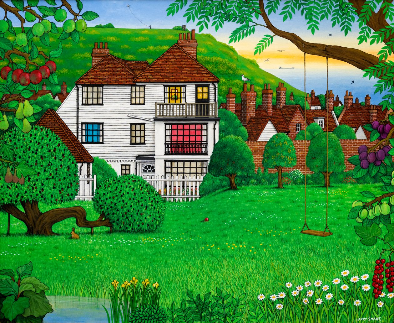 Hastings East Hill, 2001 (akryl) af Larry Smart