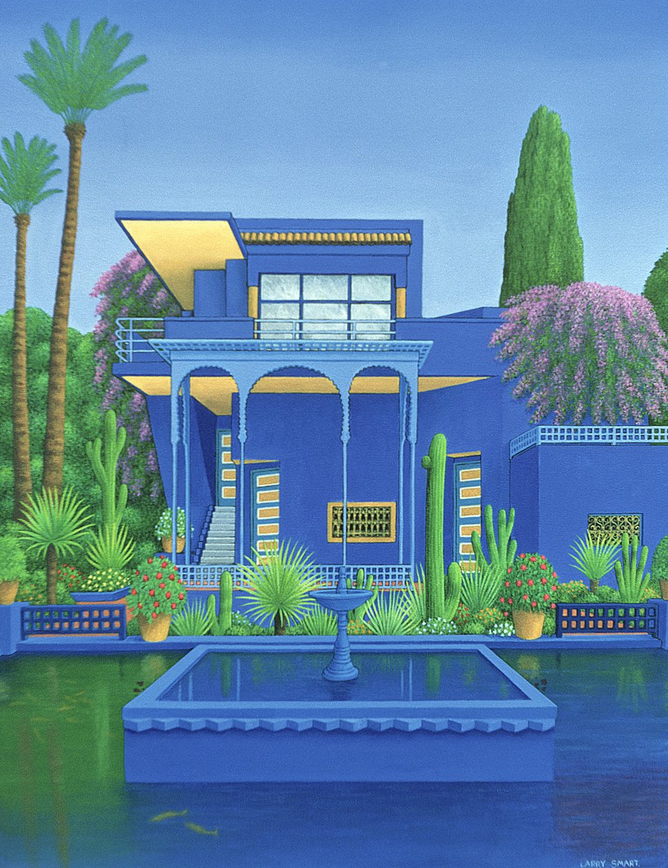 Majorelle Gardens, Marrakech, 1996 (akryl på linned) (se 186509) af Larry Smart