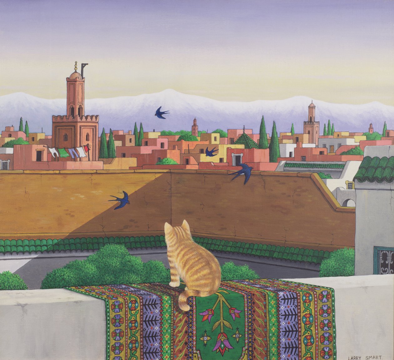 Tage i Marrakesh, 1989 (akryl på linned) af Larry Smart