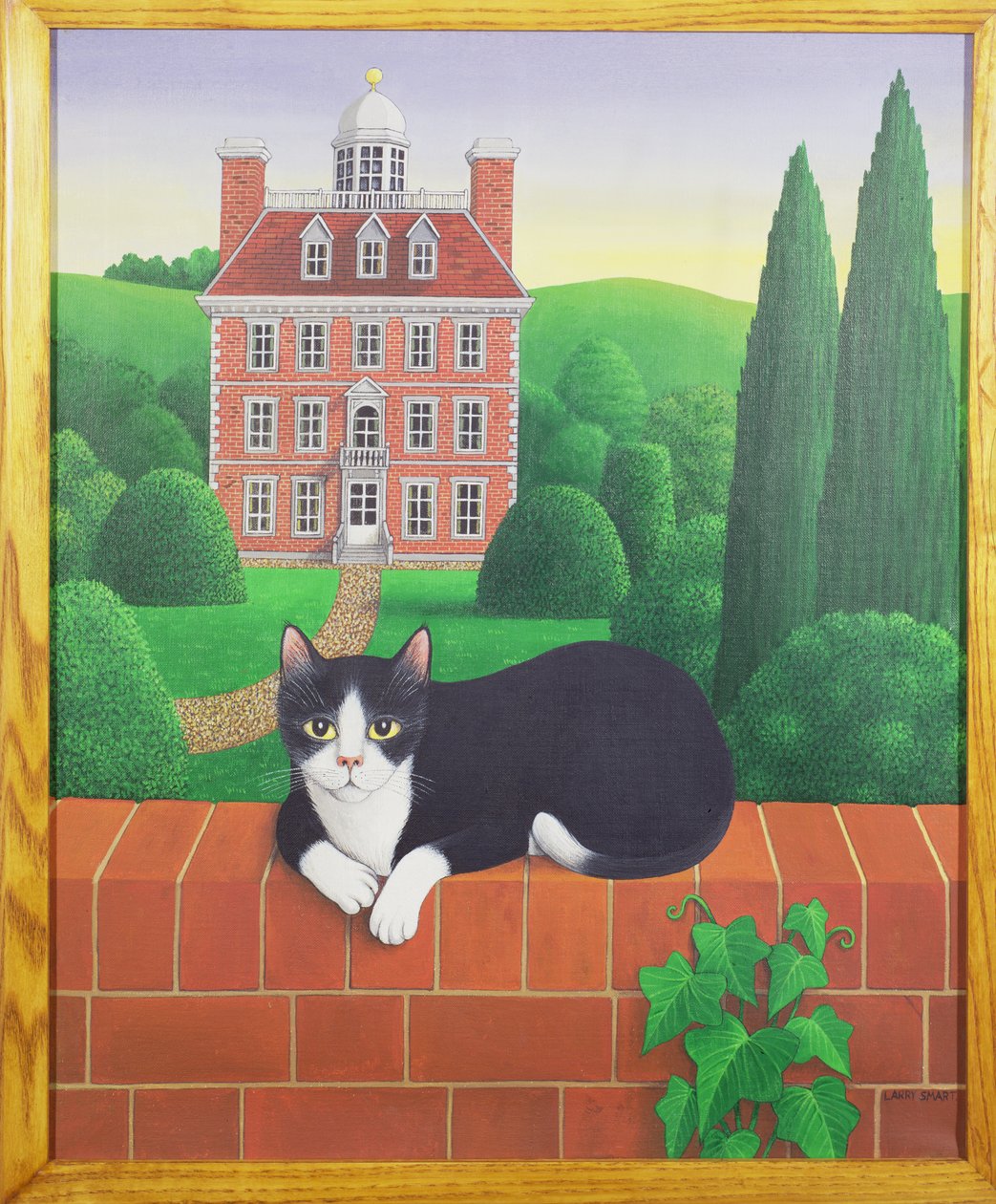 The Cat on the Wall, 1986 (akryl på linned) af Larry Smart