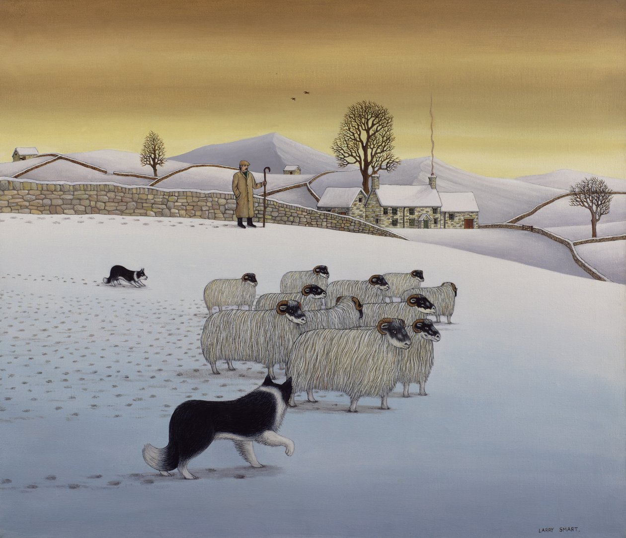 The Fells in Winter, 1984 (akryl på linned) af Larry Smart