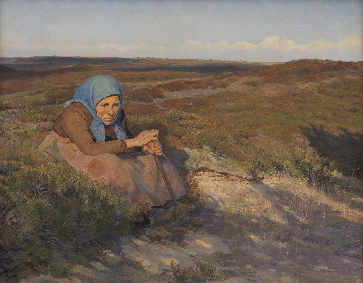 En gammel kone "Bette Dorte" på heden af Larsen