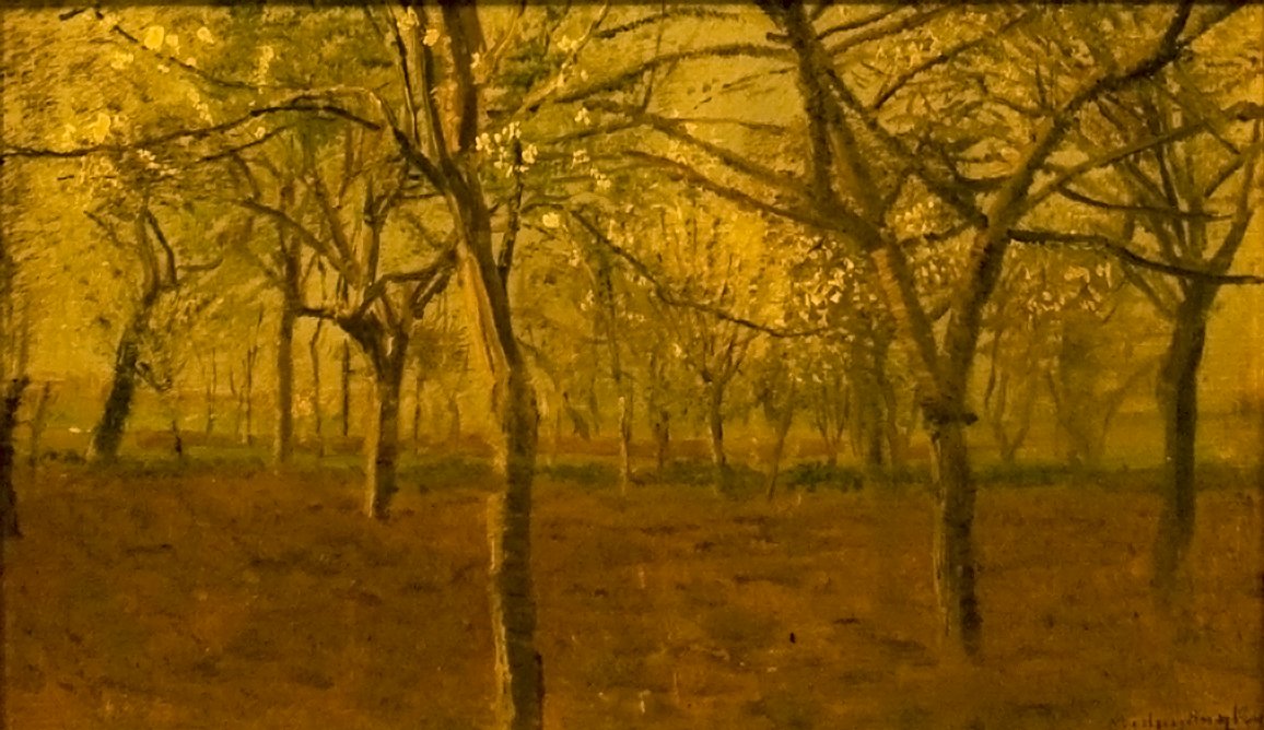 Viragzo almafaknEngelsk: Blossoming_Apple_Treesn af Laszlo Mednyanszky