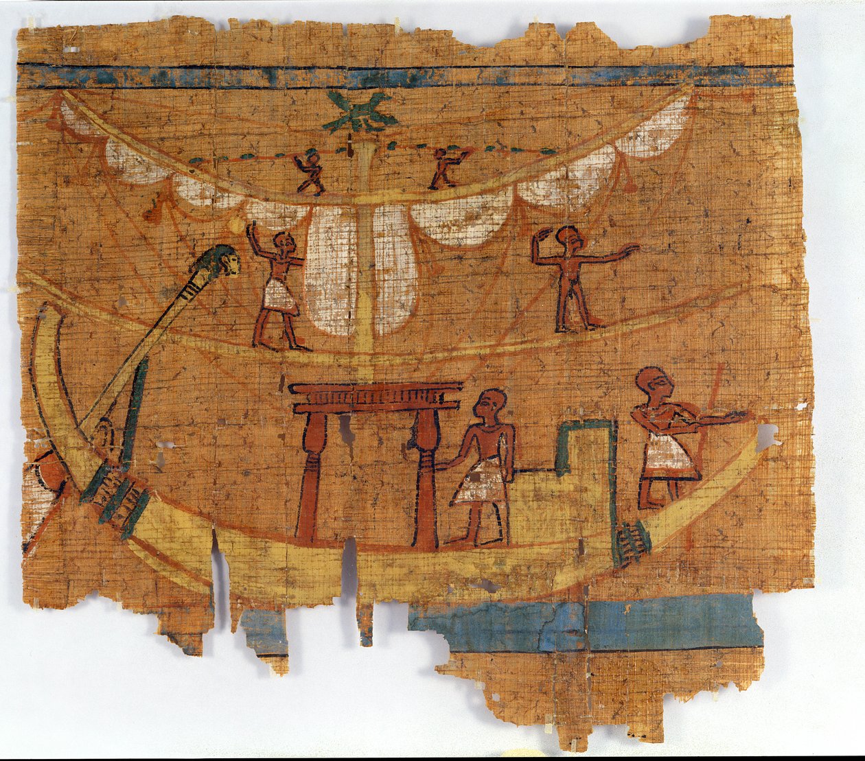 Ombordstigning på en flod (papyrus) af Late Period Egyptian