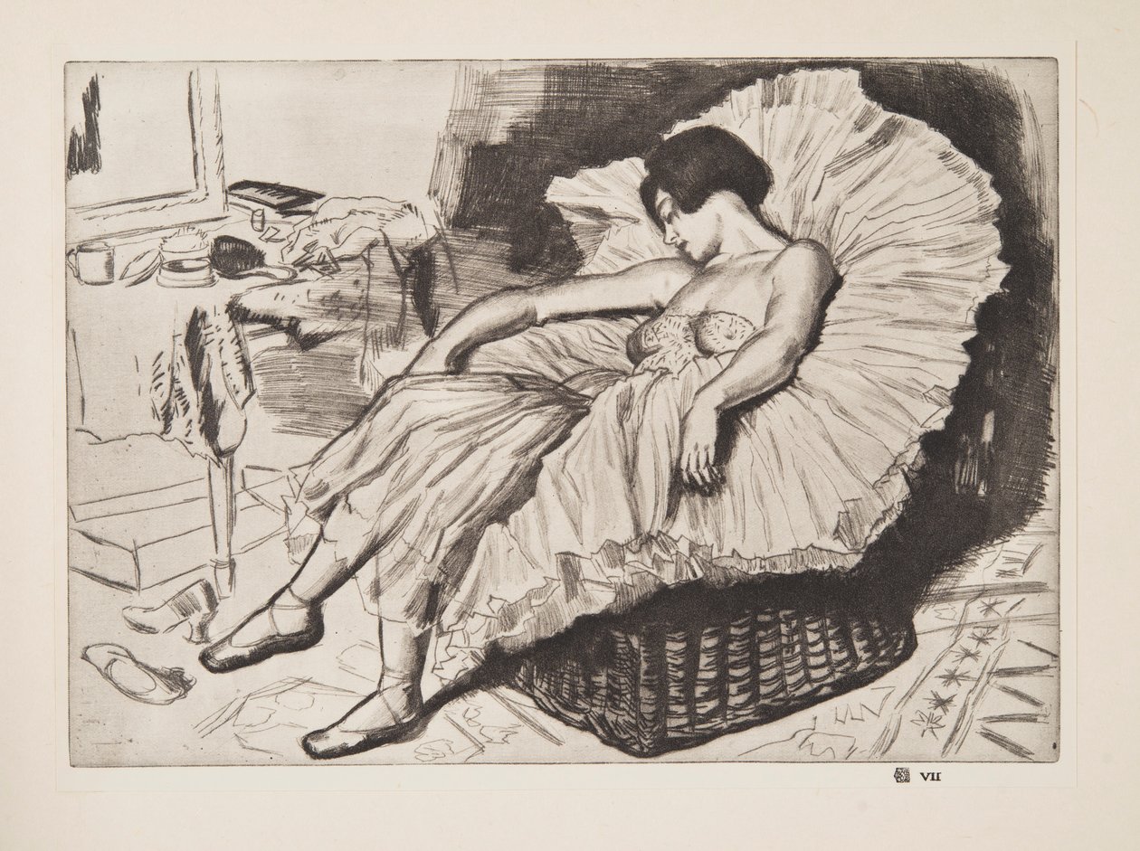 Danser Sovende, pub. 1925. af Laura Knight