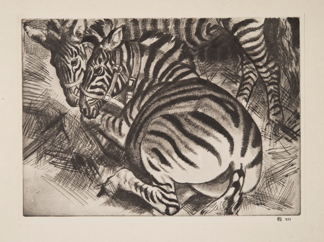 Zebraer, pub. 1930. af Laura Knight
