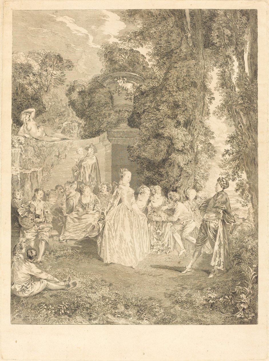 venetianske retter af Laurent Cars after Antoine Watteau