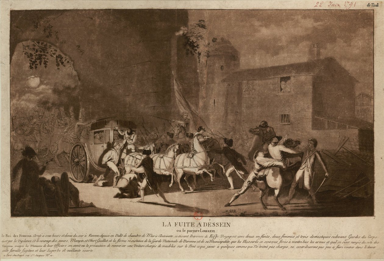 Flugten til Varennes Flyvningen til Varennes, 1791. af Laurent Guyot