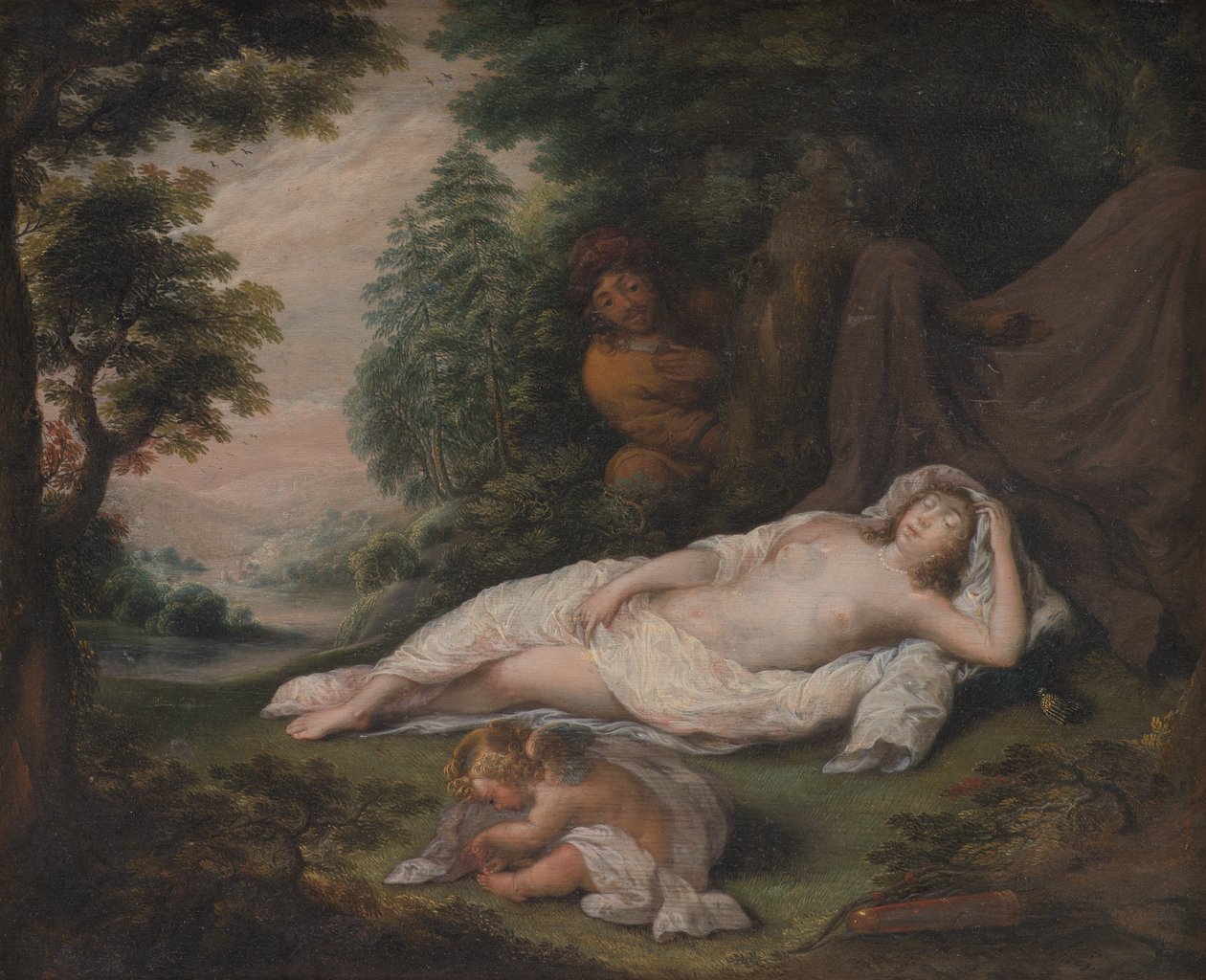 Sovende nymfe set af en mand af Laurentius de Neter