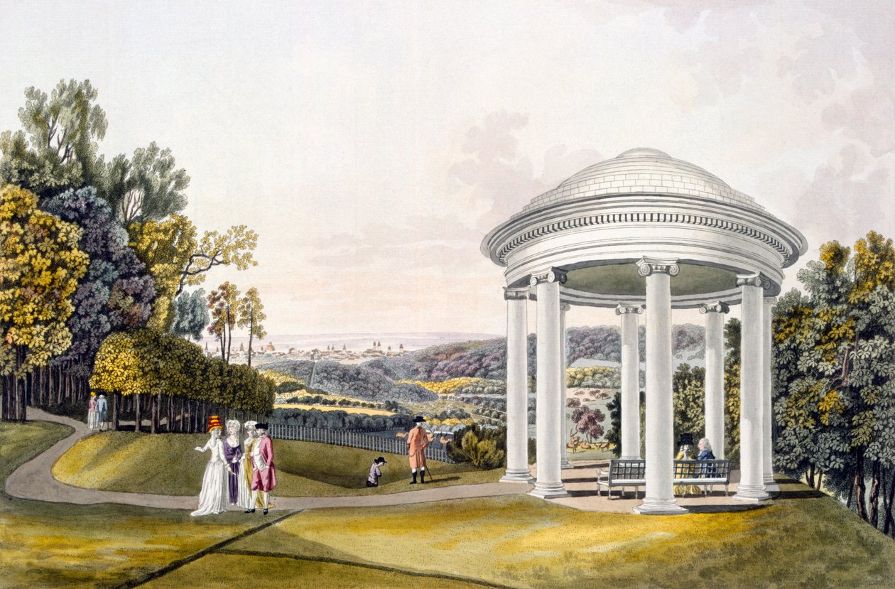 Udsigt over parken ved Neu-Waldeg, Dornbach, Wien, 1792 af Laurenz Janscha
