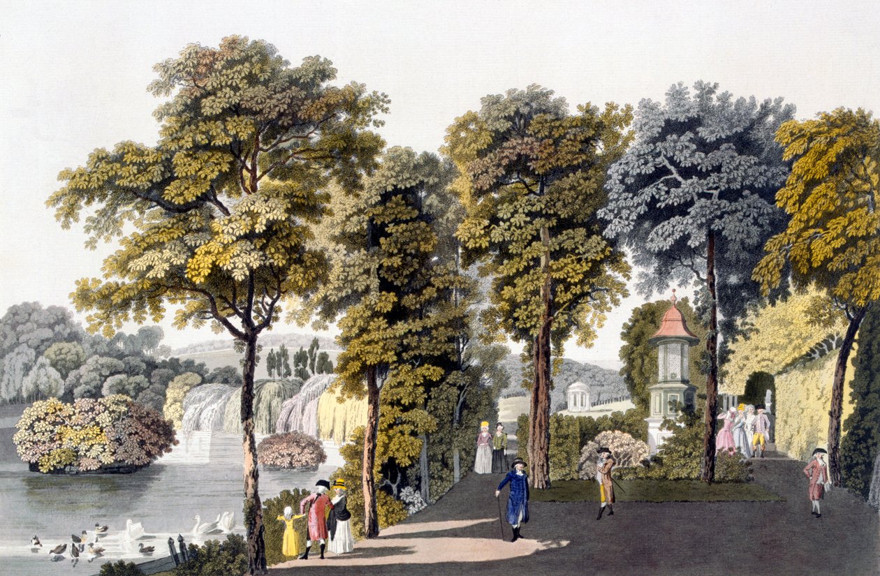 Udsigt over parken ved Neu-Waldeg, Dornbach, Wien, 1792 af Laurenz Janscha