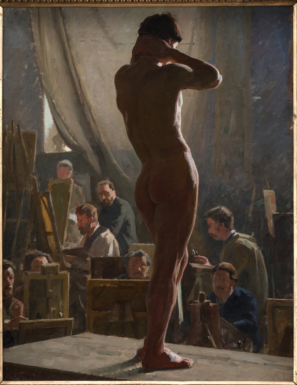 Nøgen mand i studiet i Bonnat af Laurits Regner Tuxen