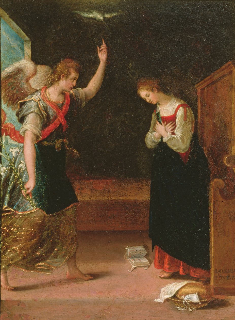 Bebudelsen (olie på kobber) af Lavinia Fontana