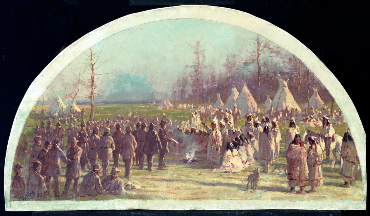 Potawatomiernes sidste råd, 1833, 1900 af Lawrence Carmichael Earle
