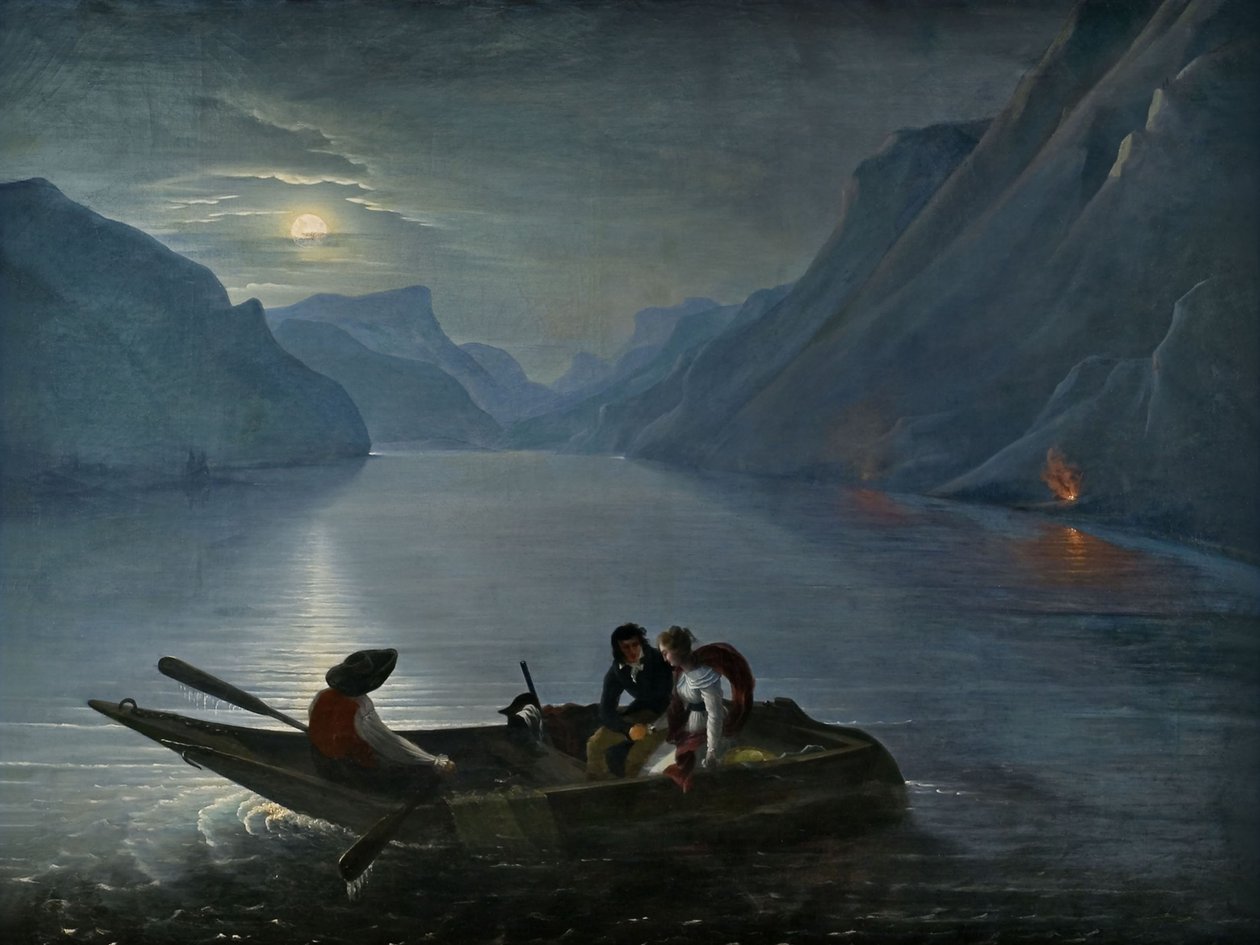 Julie og Saint-Preux ved Genevesøen, 1824. af Le Prince