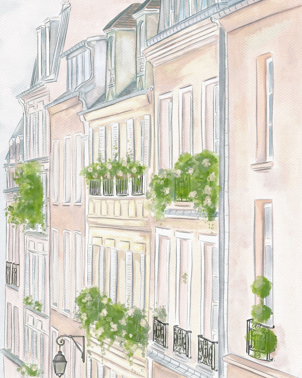 Bygninger i Paris, ca. 2023 (akvarel) af Leah Straatsma