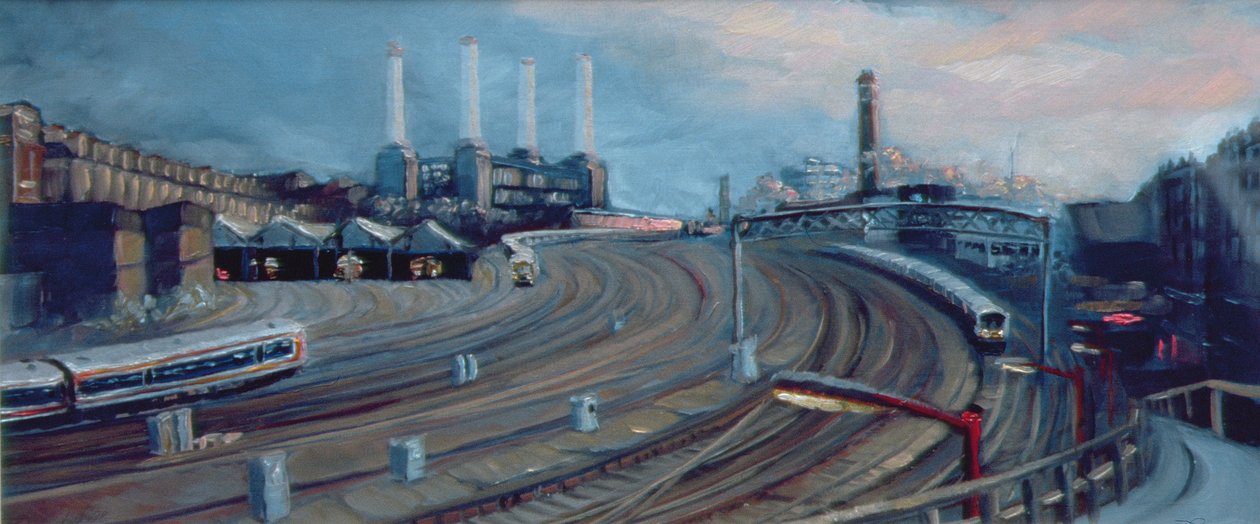 Ebury Bridge, 1998 (olie på papir) Victoria Station af Lee Campbell