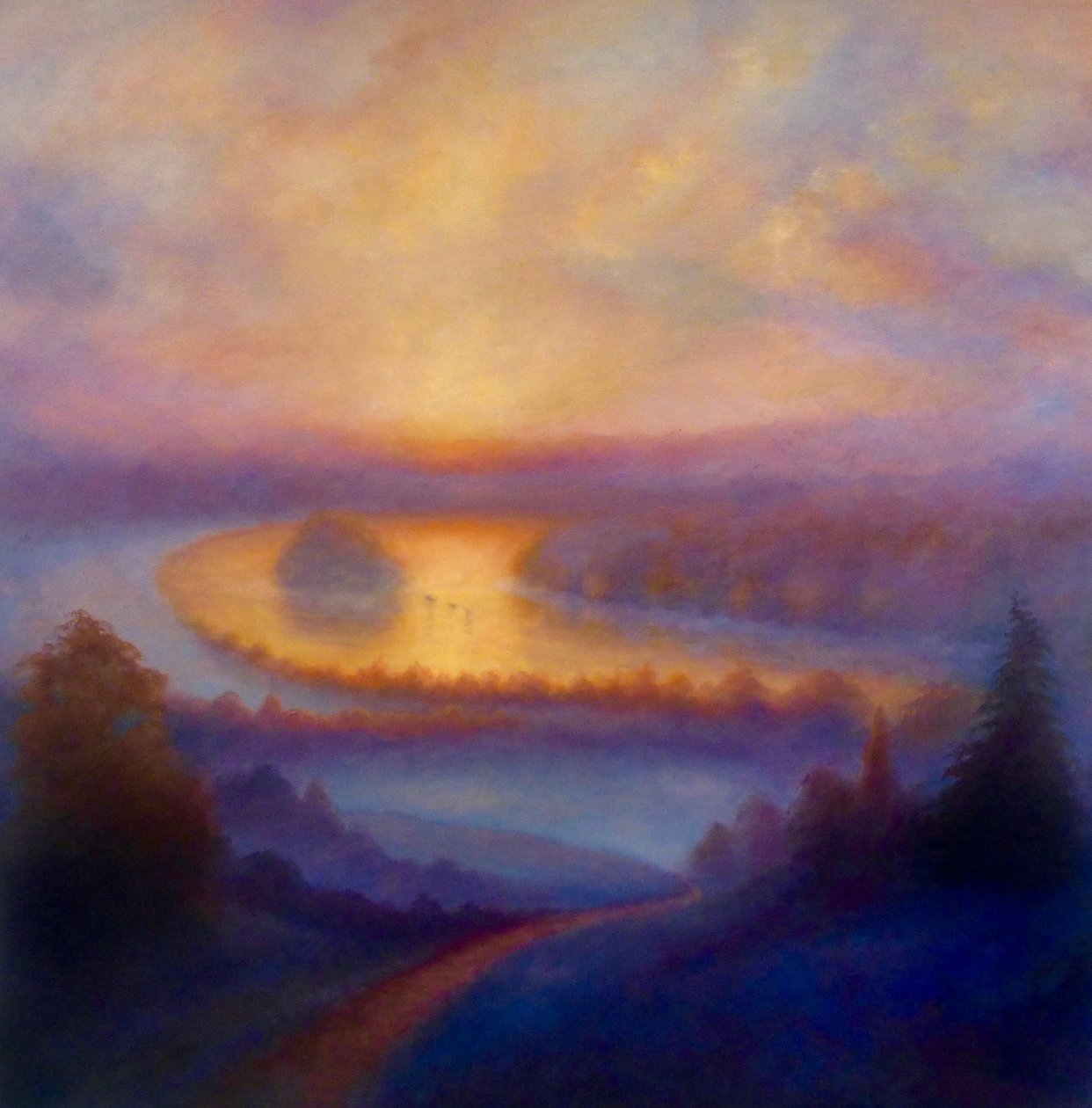 Misty View, 2023 (olie på lærred) af Lee Campbell