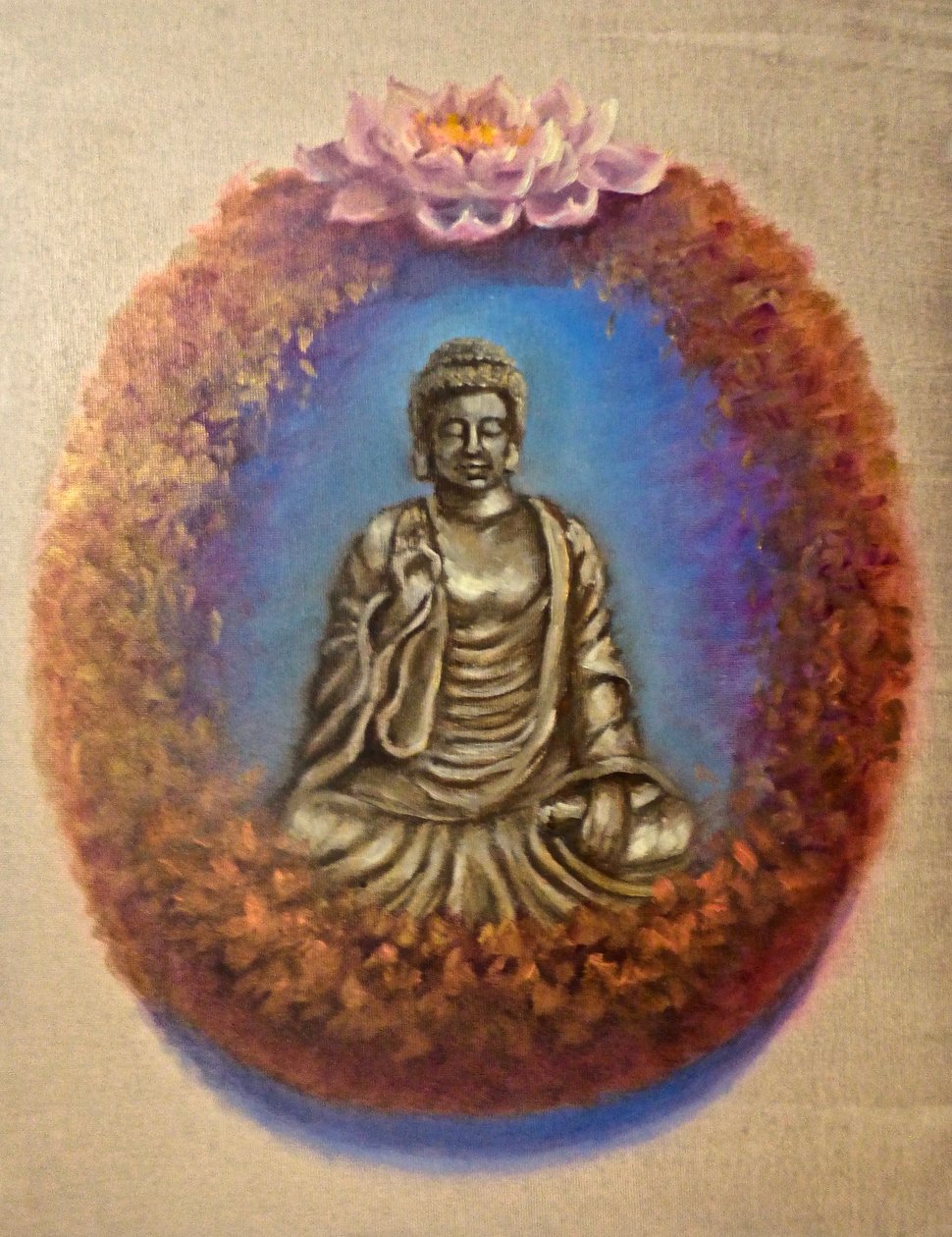 Peace - Buddha, 2024 (olie på lærred) af Lee Campbell