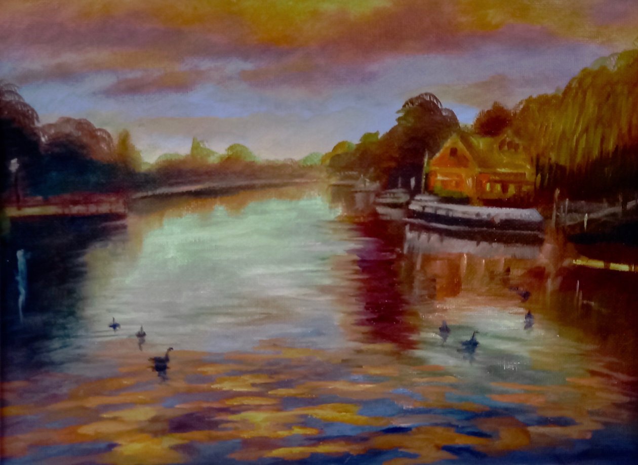 Twickenham Sunset, 2024 (olie på lærred) af Lee Campbell