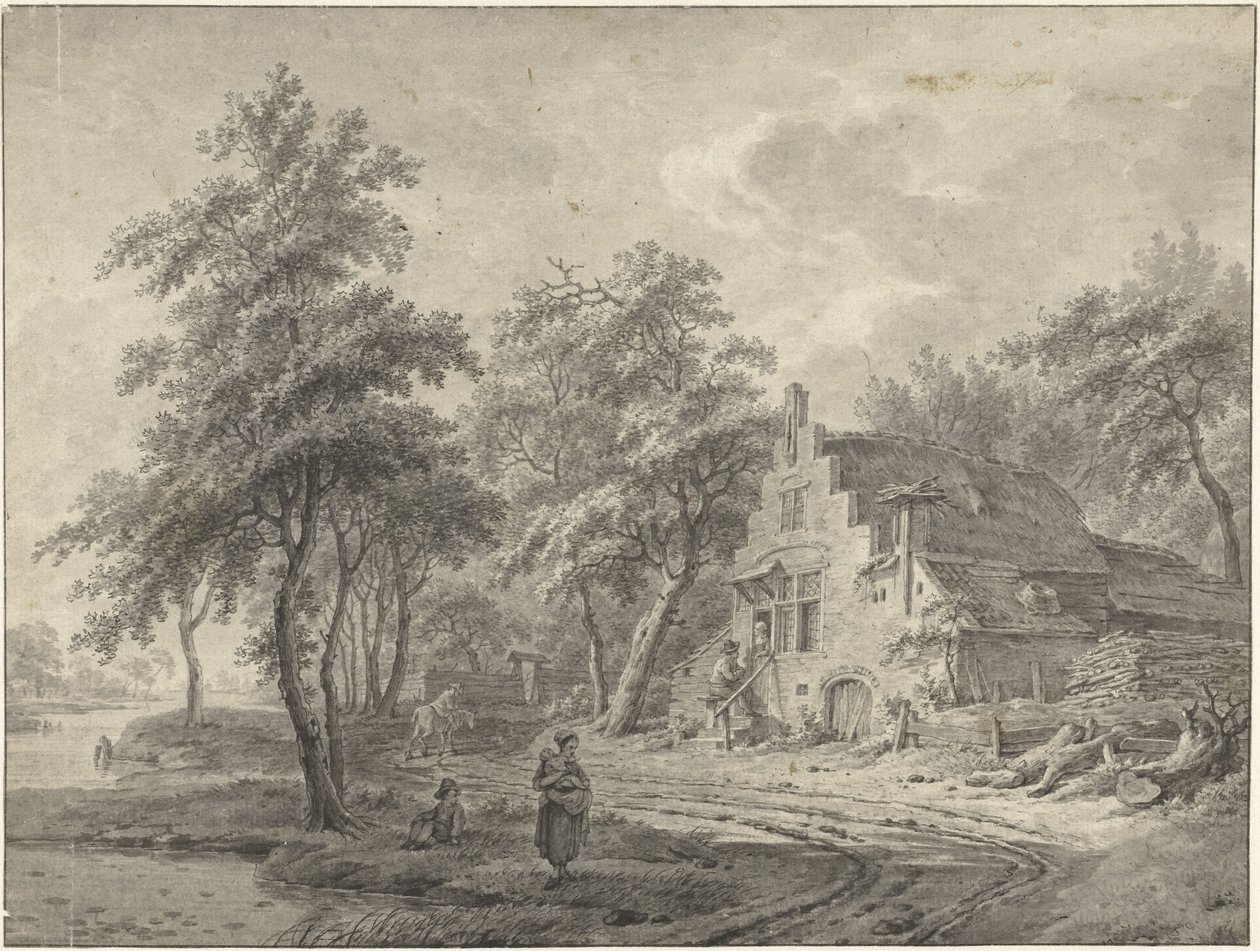 Gård på en landevej af Leendert Overbeek