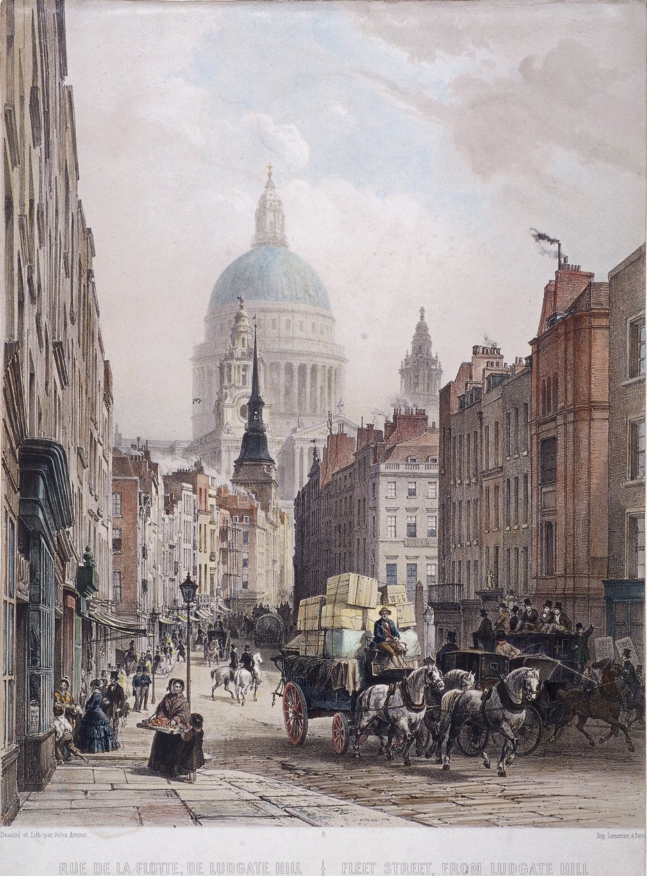 Fleet Street, London, c1850 af Lemercier