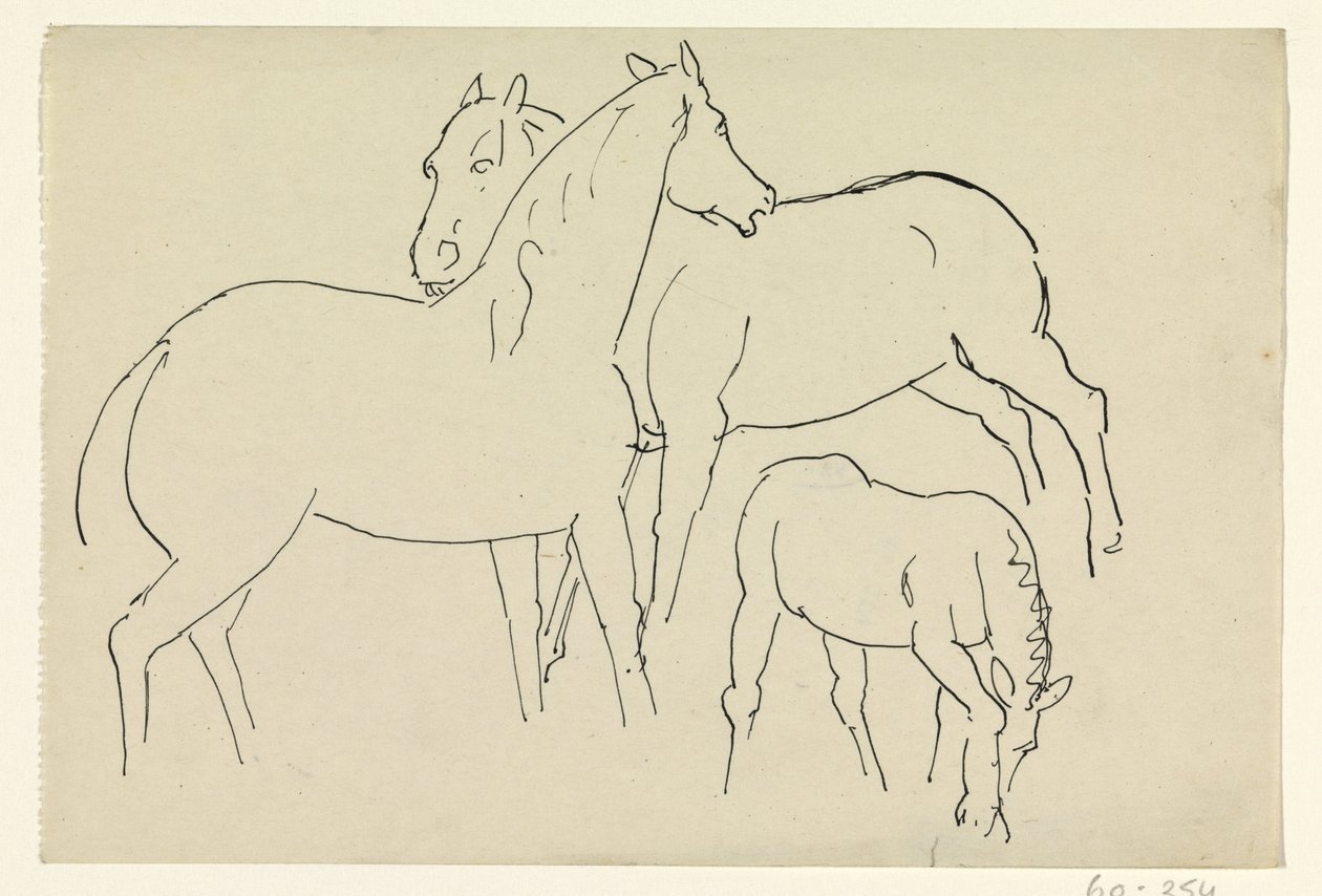 To heste og et føl af Leo Gestel