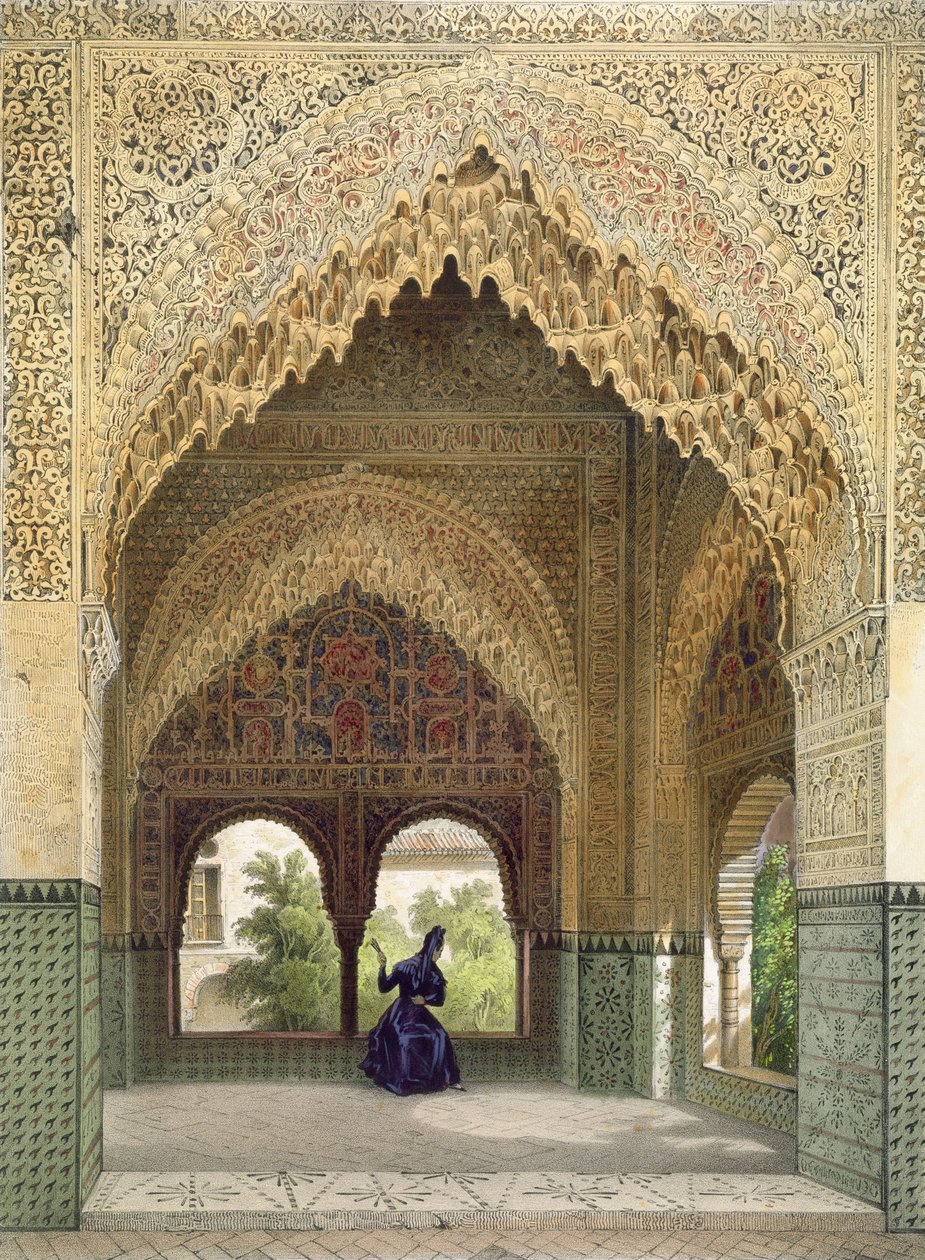 Infantaernes kabinet i de to søstres værelse, Alhambra, Granada, 1853 af Leon Auguste Asselineau