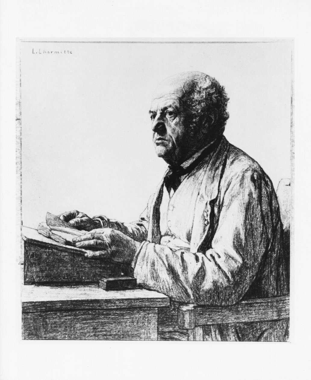 Kunstnerens far (kul på papir) af Leon Augustin Lhermitte