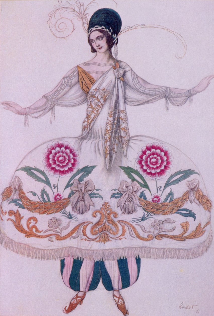 Kostumedesign til Scheherazade, fra Tornerose, 1921 af Leon Bakst