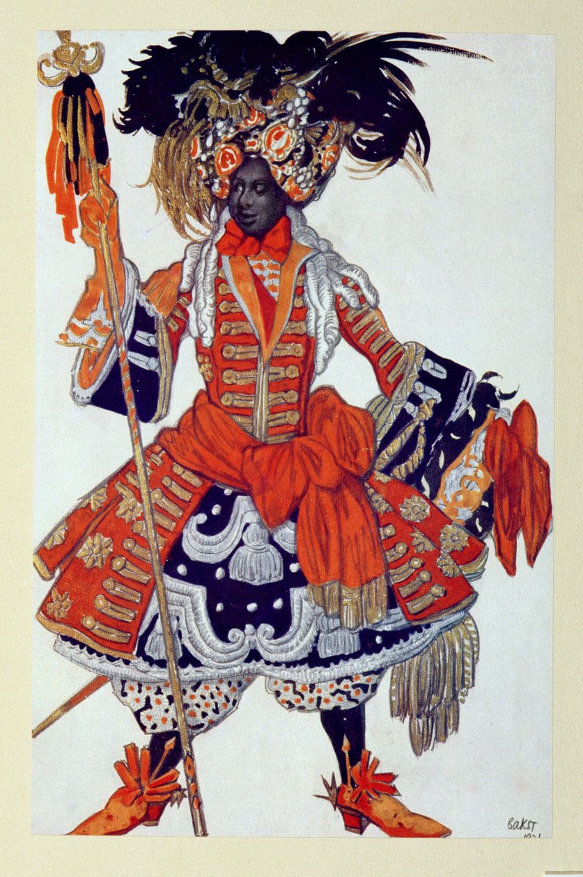 Kostumedesign til Dronningens Garde, fra Tornerose, 1921 af Leon Bakst