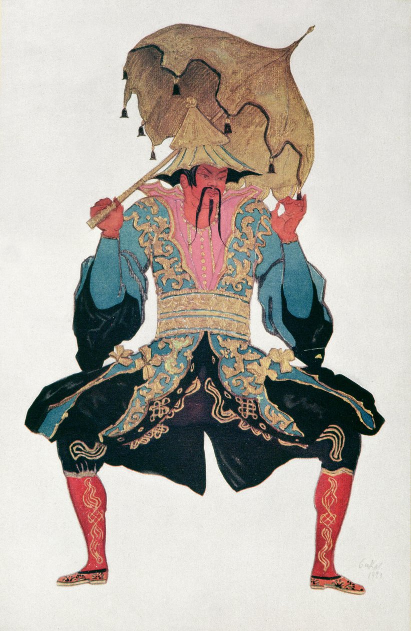 Kostumedesign til en kineser, fra Tornerose, 1921 af Leon Bakst