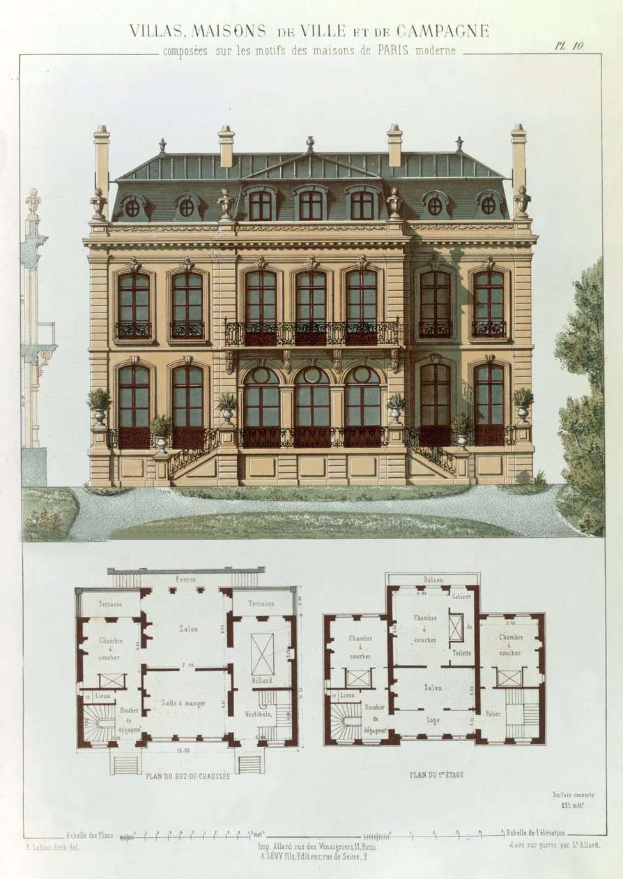 Parisisk forstadshus og -planer, fra 