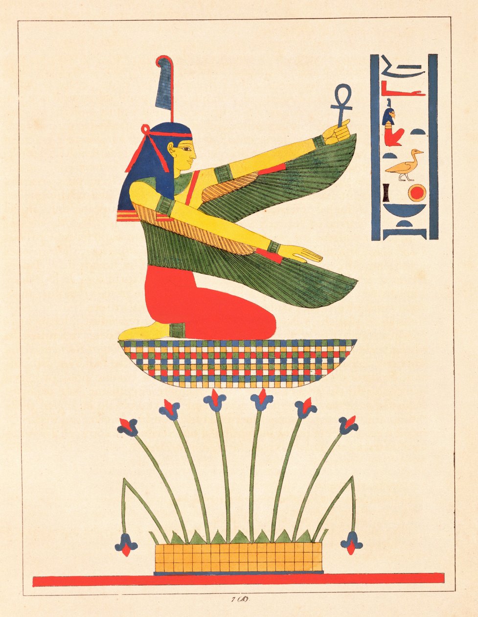 Gudinden Isis, illustration fra Pantheon egyptien: samling af mytologiske karakterer fra det gamle Egypten af ​​Jean-Francois Champollion, udgivet 1823-25 af Leon Jean Joseph Dubois