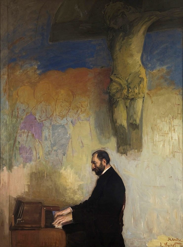 Portræt af Feliks Jasienski ved orgelet af Leon Wyczokowski