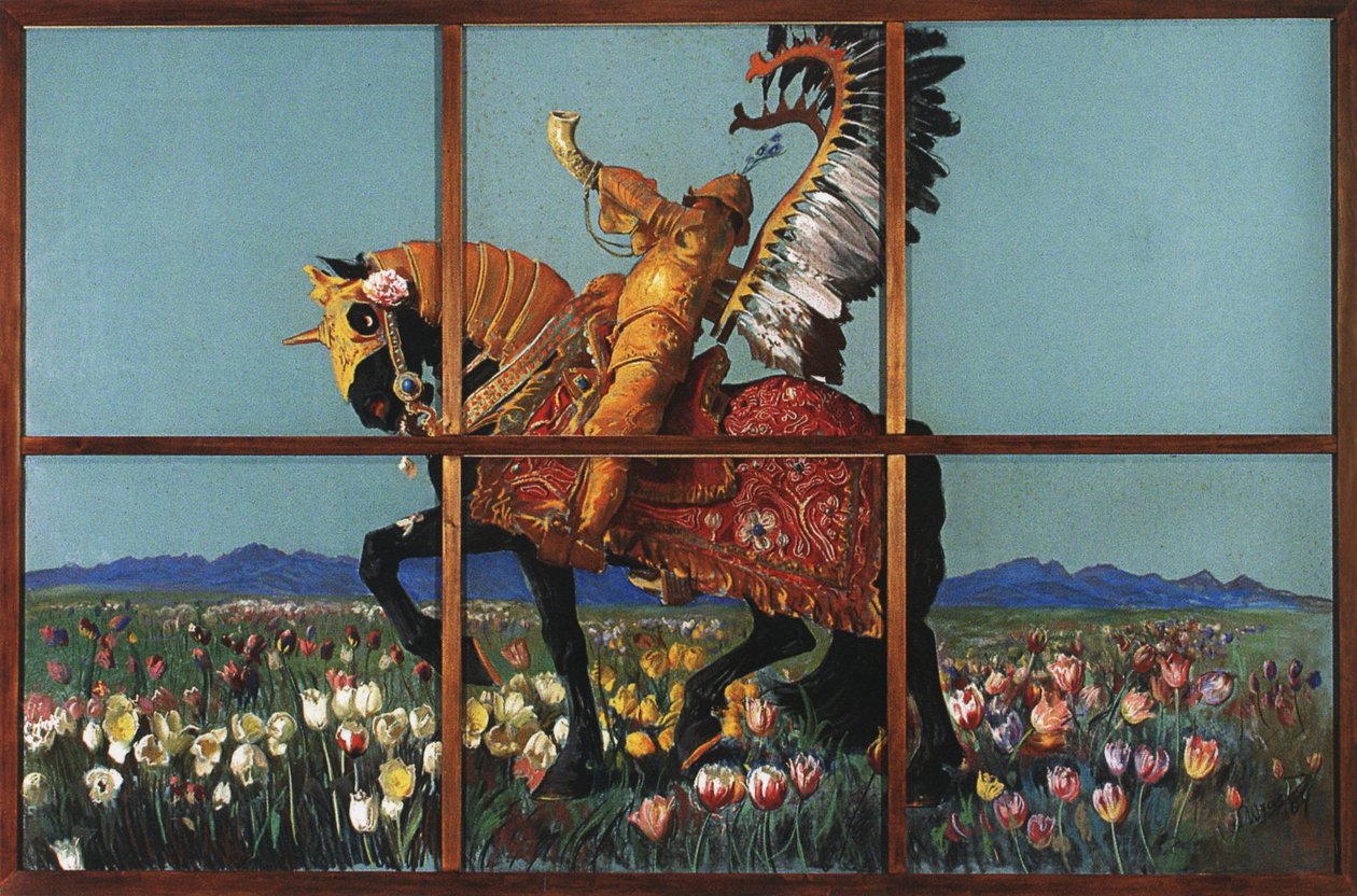Ridder blandt blomster. af Leon Wyczokowski