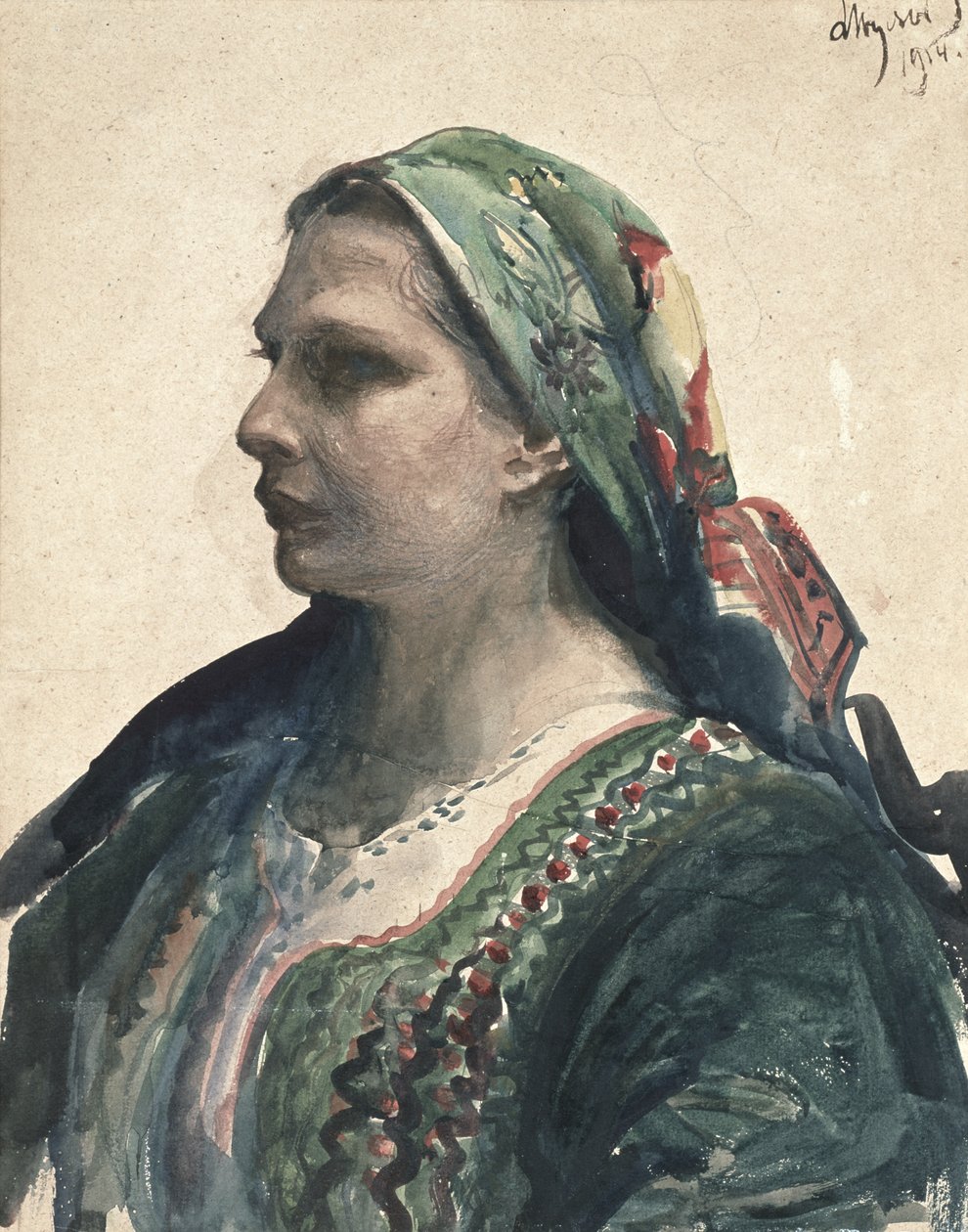 Kvinde i Krakowien Corset, 1914 af Leon Wyczolkowski