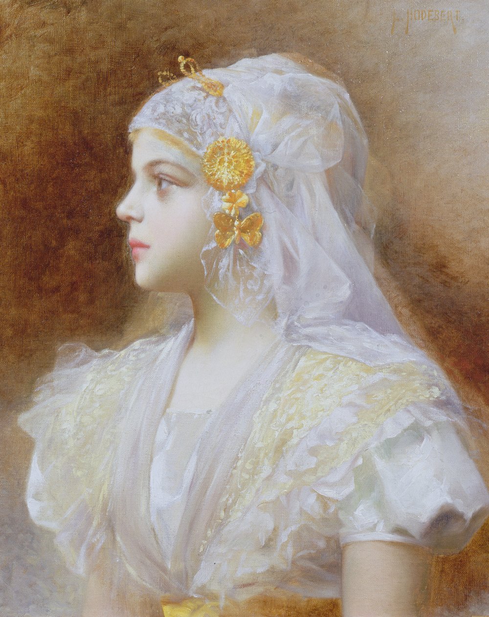 Portræt af en pige af Leon Auguste Cesar Hodebert