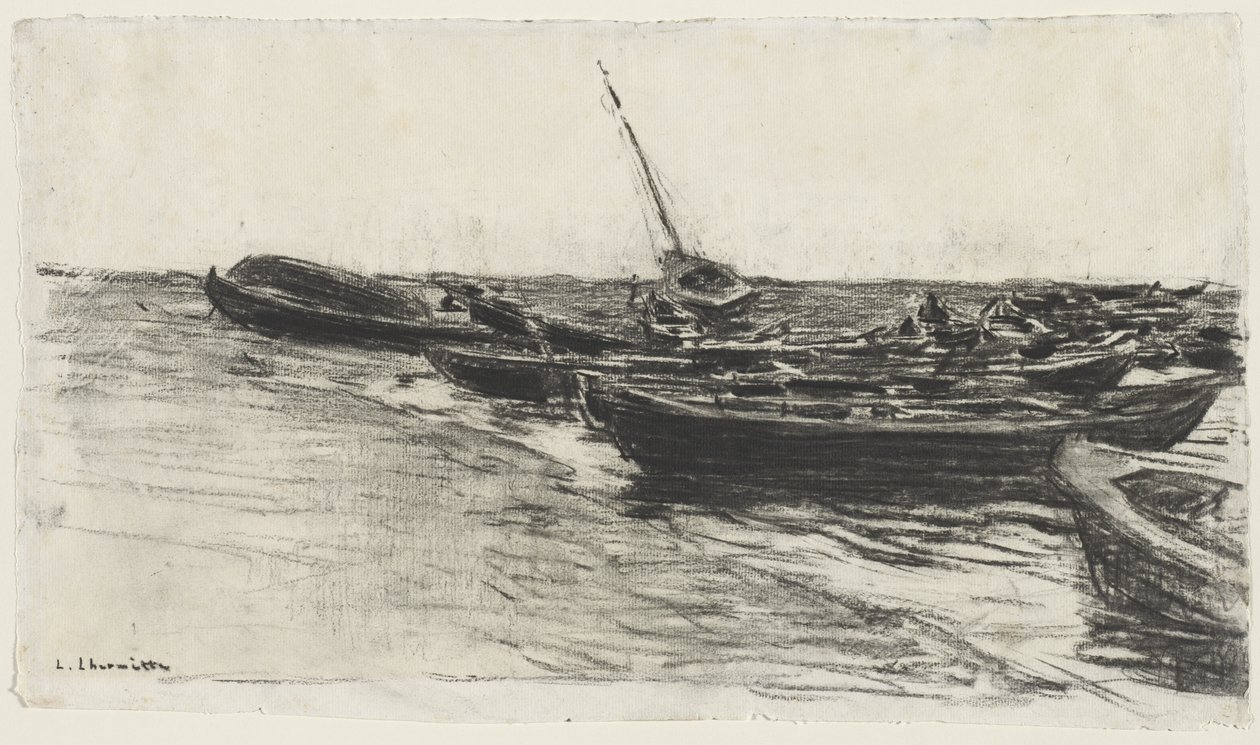 Både på stranden, ca. 187481. af Leon Augustin Lhermitte