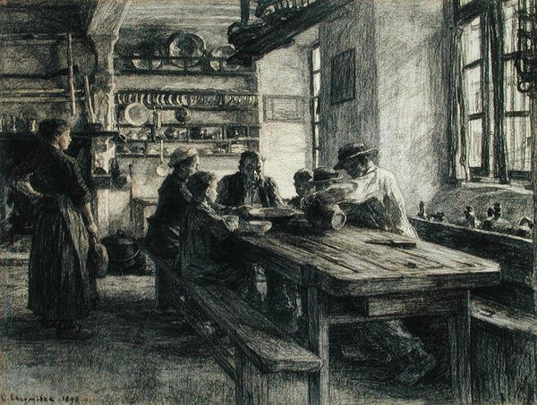 Figurer i et køkkeninteriør af Leon Augustin Lhermitte