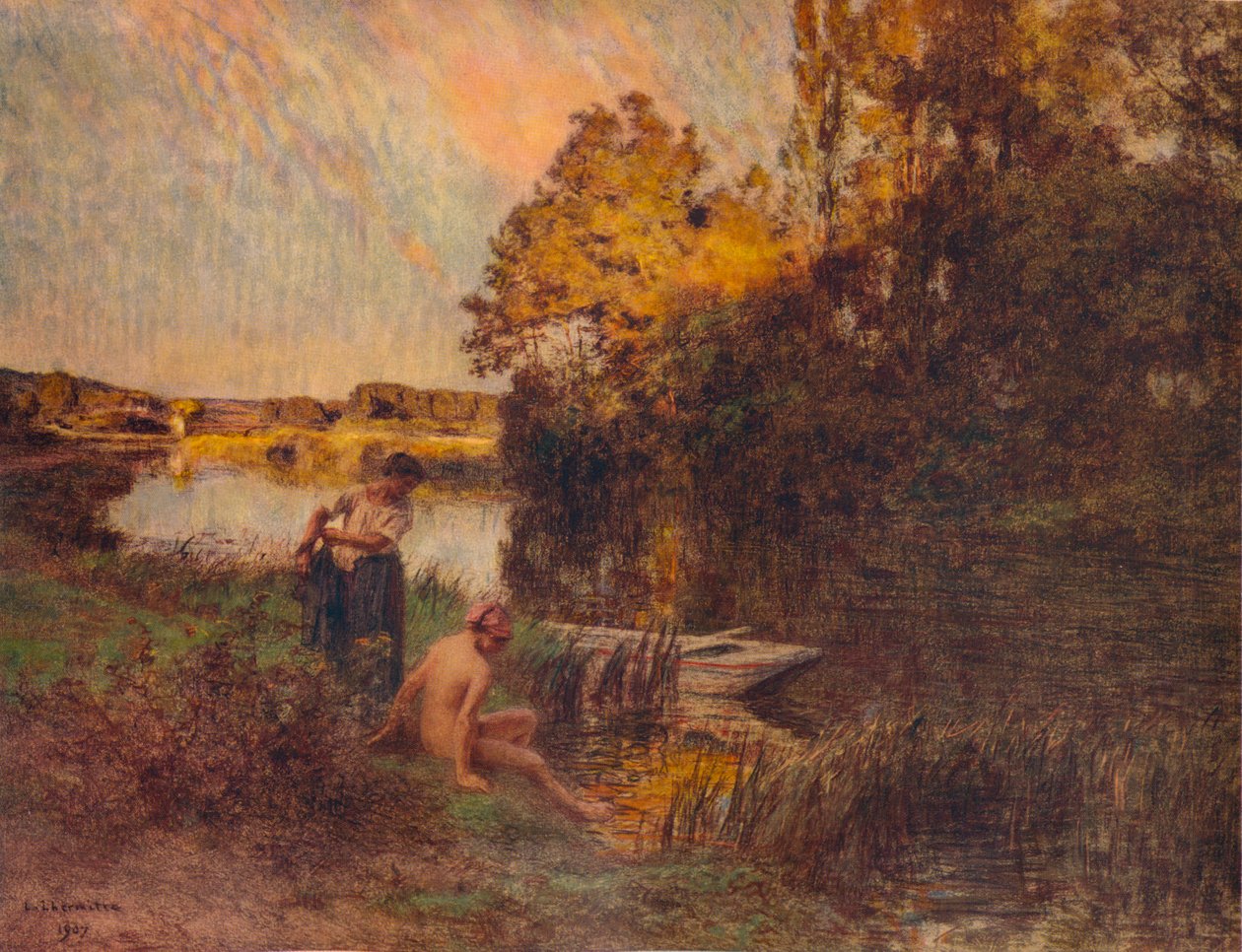Baderen, 1907, 1938 af Leon Augustin Lhermitte