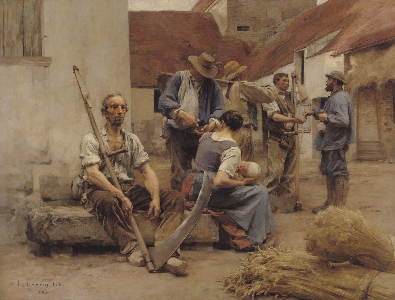 Betal til høstmaskinerne, 1882 af Leon Augustin Lhermitte