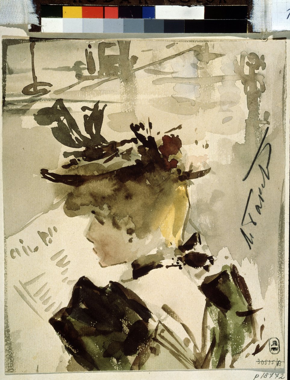 En kvinde læser af Leon Bakst
