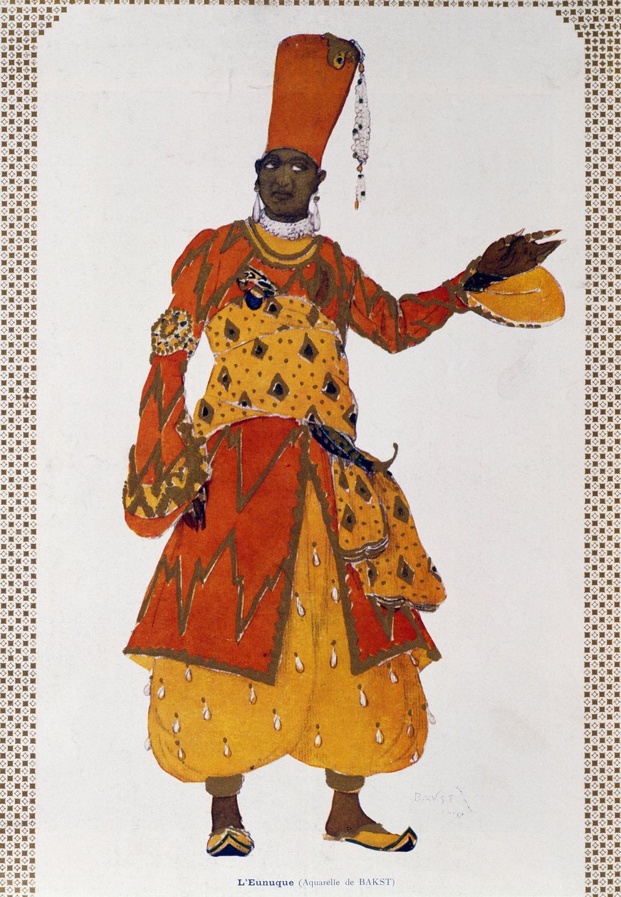 Eunuch, kostume til ballet Scheherazade (akvarel) af Leon Bakst