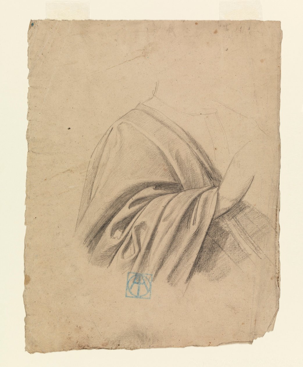 Tegning, studie af draperi, 1886-92 af Leon Dabo