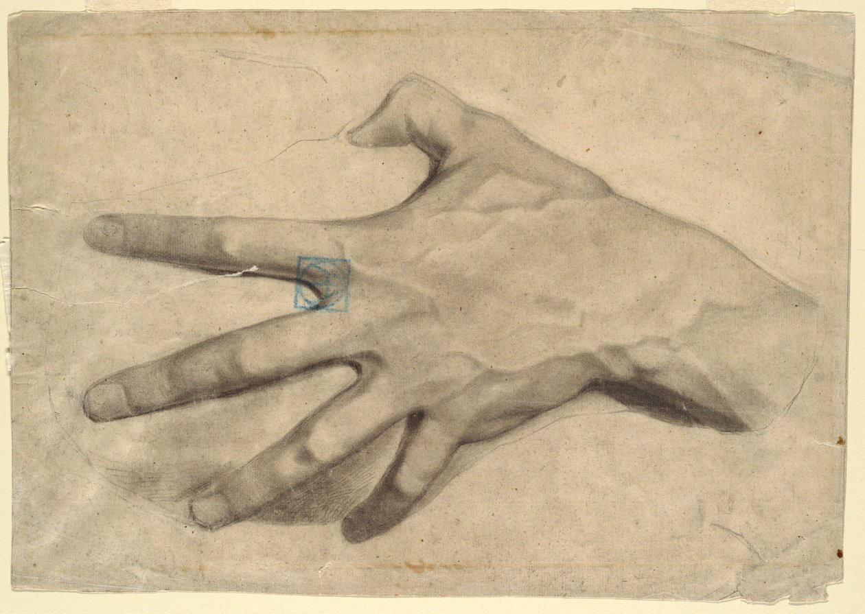 Tegning, studie af en hånd, 1881-92 af Leon Dabo