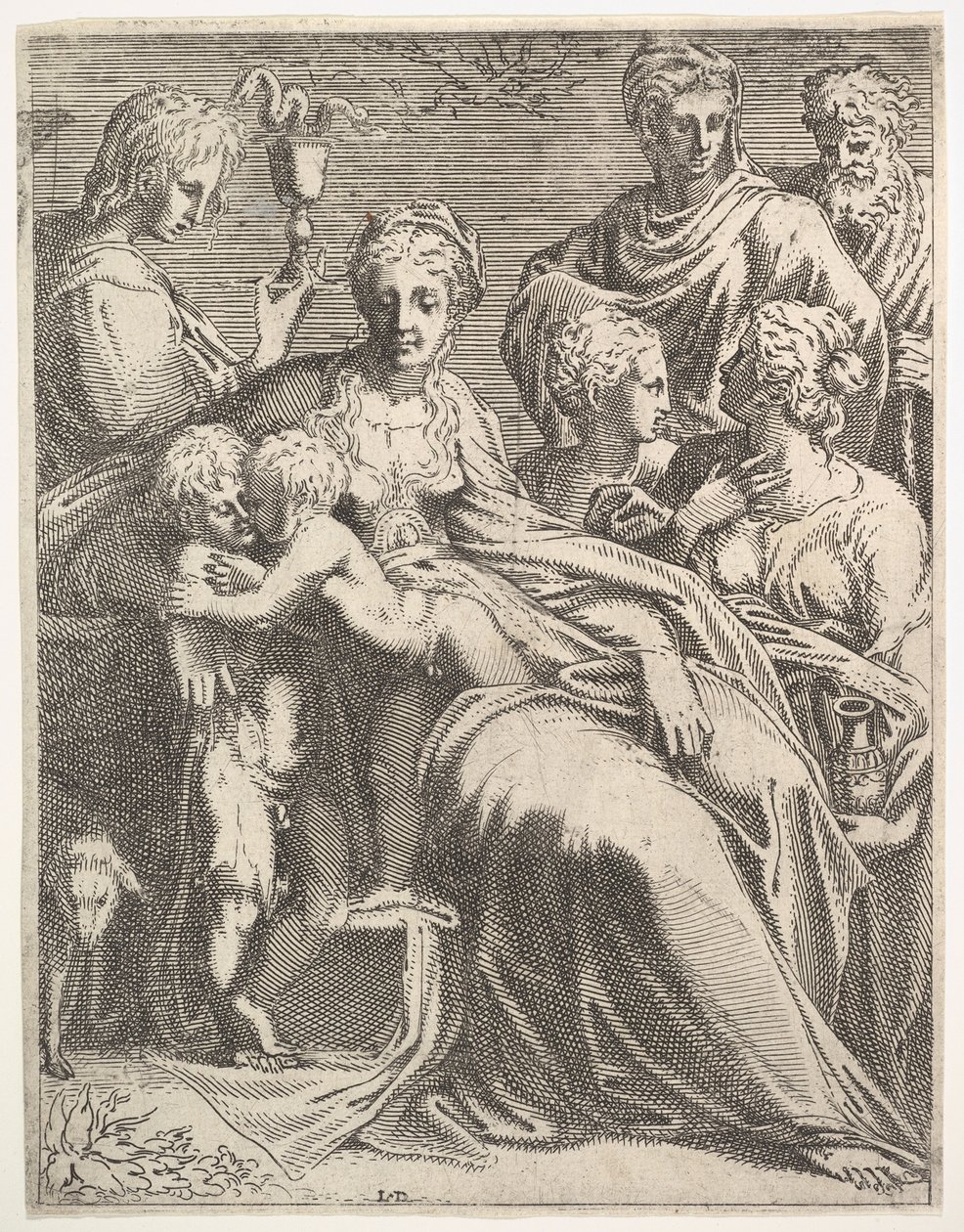 Jomfru og barn med hellige, ca. 1550-56. af Leon Davent